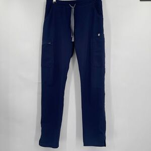 Figs Blue Yola Skinny Straight Leg Nursing Medical Scrub Pants XS